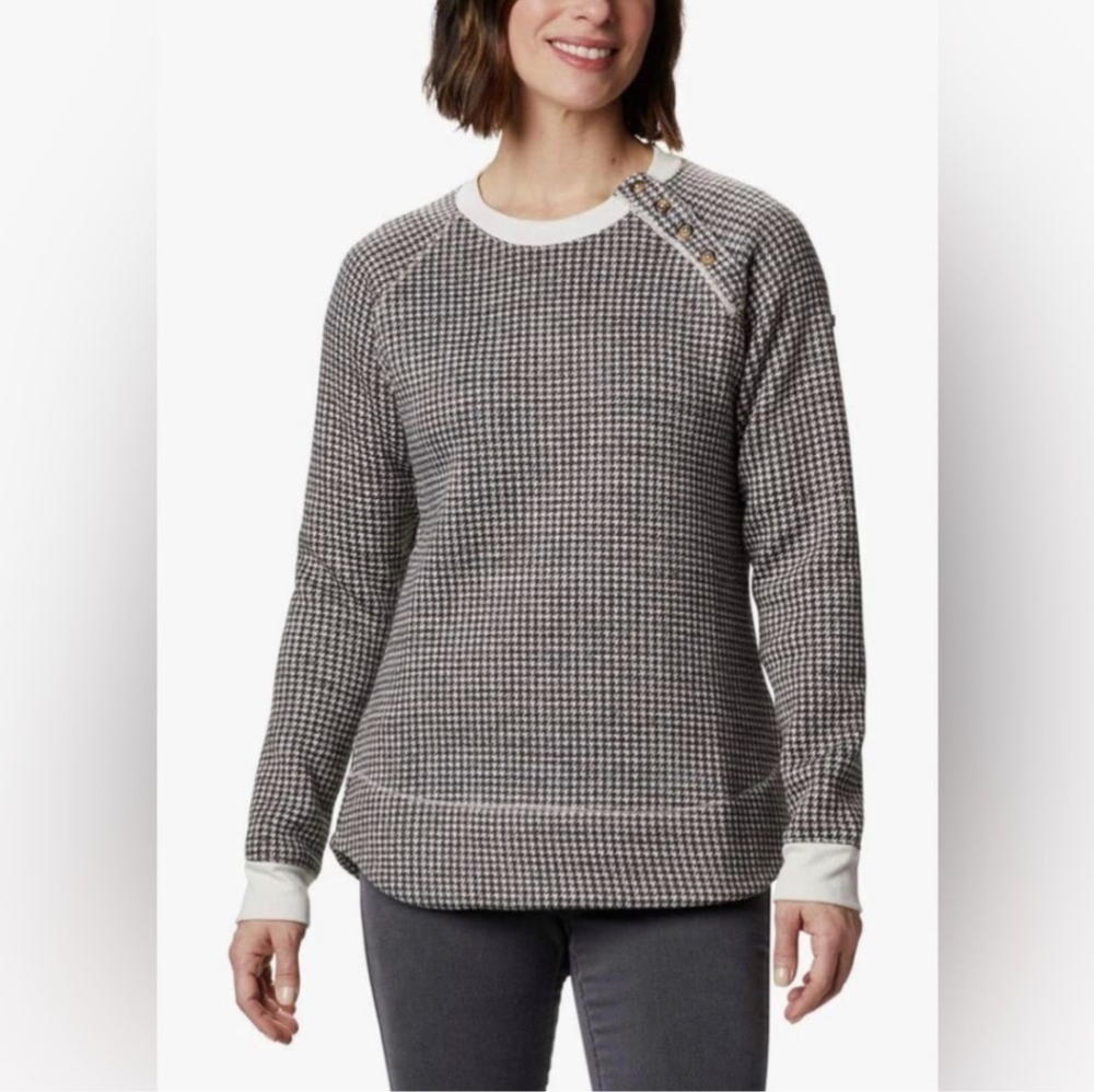 Columbia Women's Chillin Sweater Houndstooth Black Cream Size M